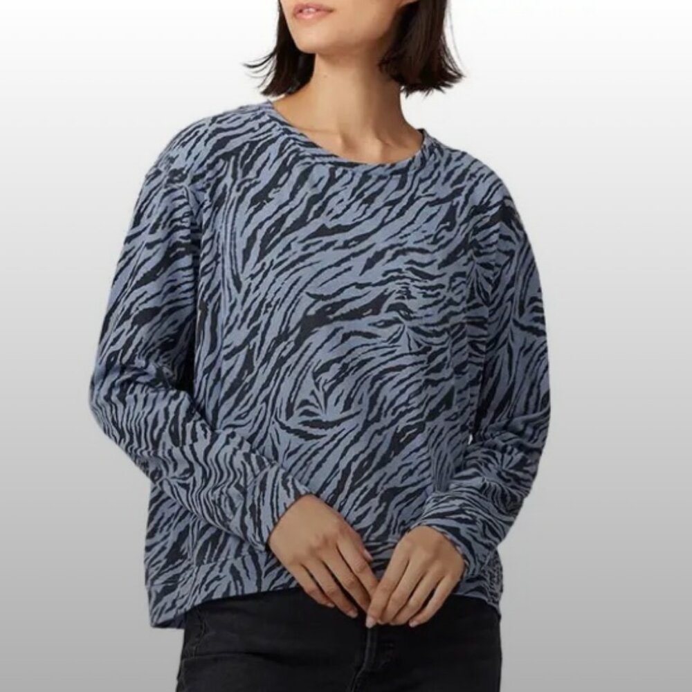 SUNDRY x Anthropologie Blue Black Zebra Stripes Top Size Medium